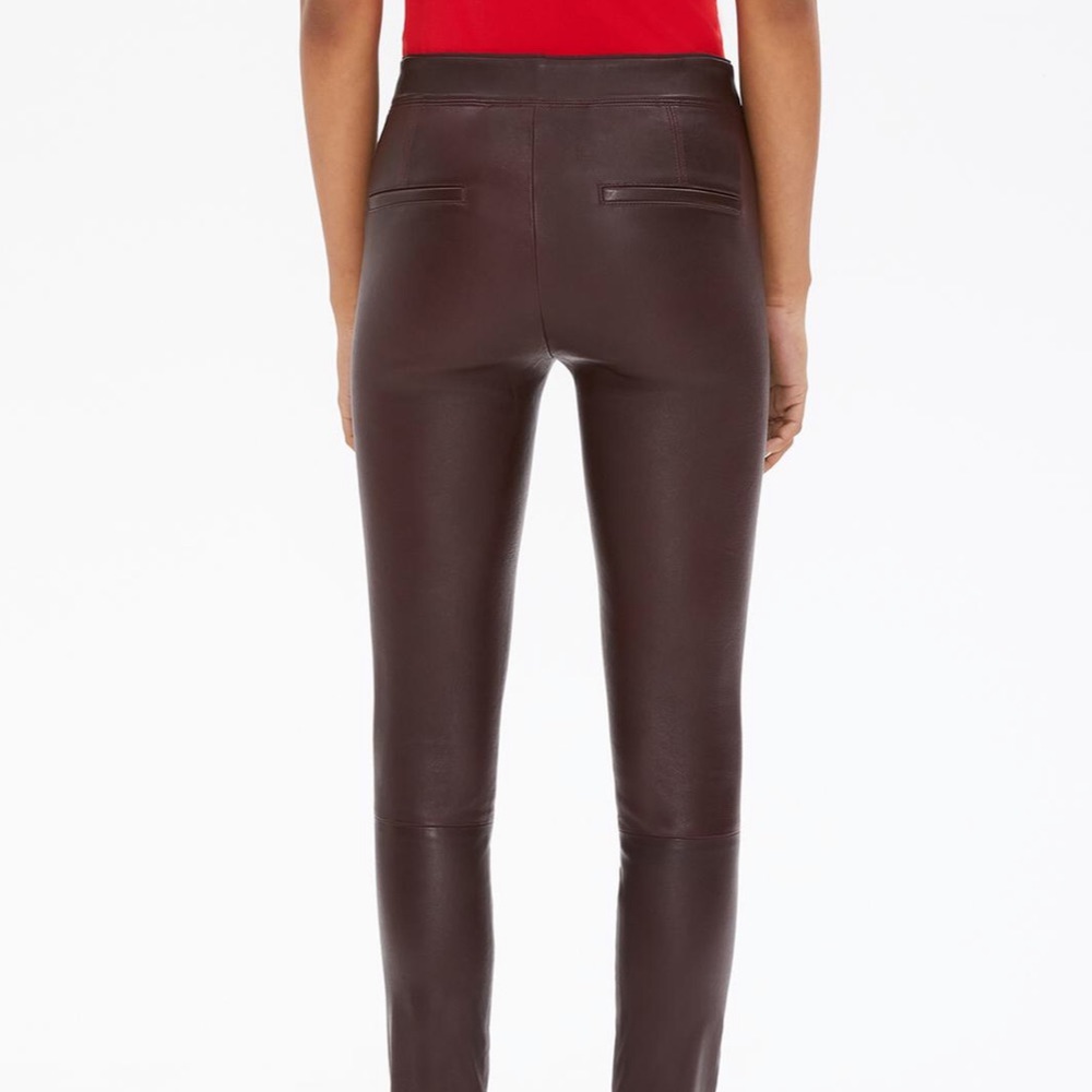 NWT Helmut Lang Leather Leggings in Merlot - Picture 4 of 8